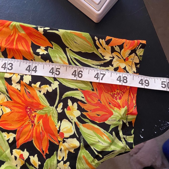 VTG Women's Floral Beaded Midi Length Dress Size 14 Orange Tie Waist CDC Wear - Picture 10 of 11